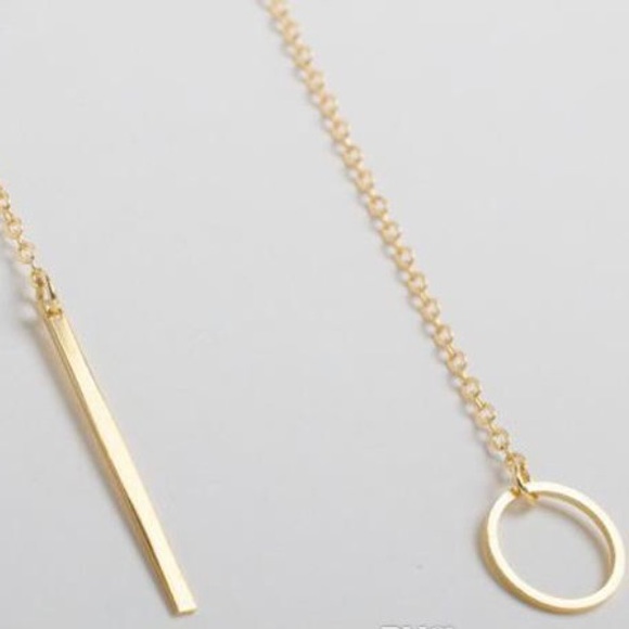 New Forever Layering Circle& Bar Lariat Necklace - Picture 3 of 4